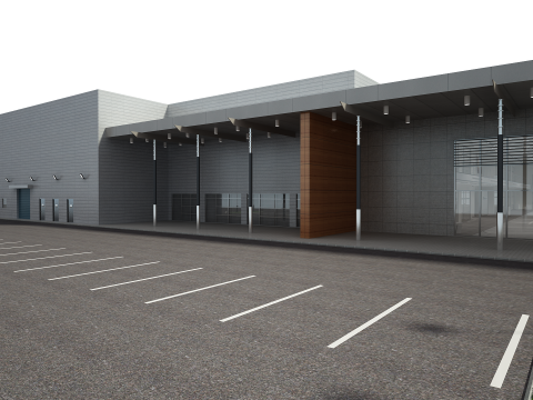 Автосалон і меблі 3D Модель