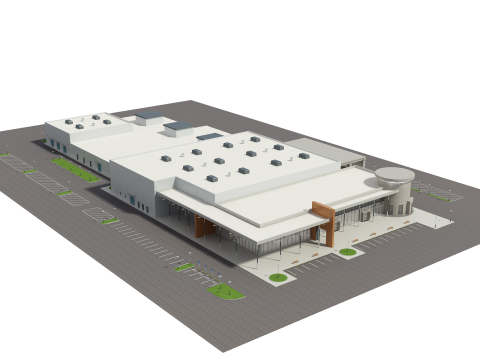 Автосалон і меблі 3D Модель