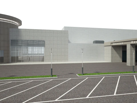 Car Showroom and Furniture 3D Model