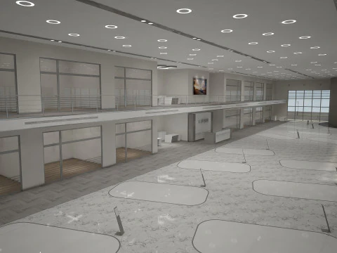Car Showroom and Furniture 3D Model
