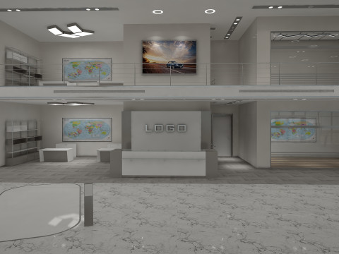 Автосалон і меблі 3D Модель