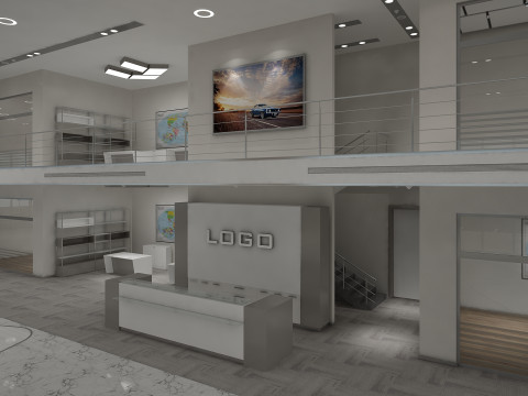 Автосалон і меблі 3D Модель