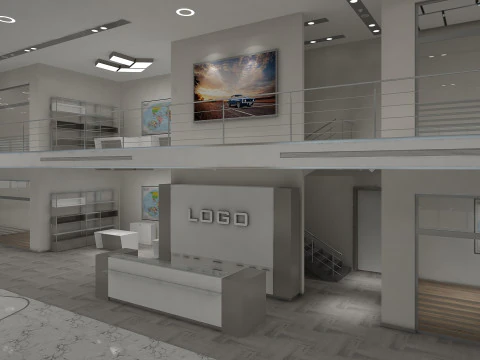 Car Showroom and Furniture 3D Model