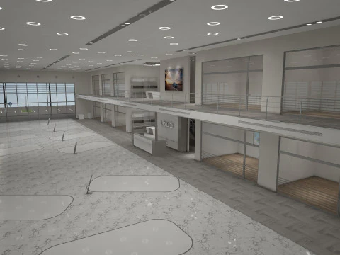 Car Showroom and Furniture 3D Model