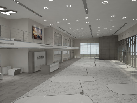 Автосалон і меблі 3D Модель