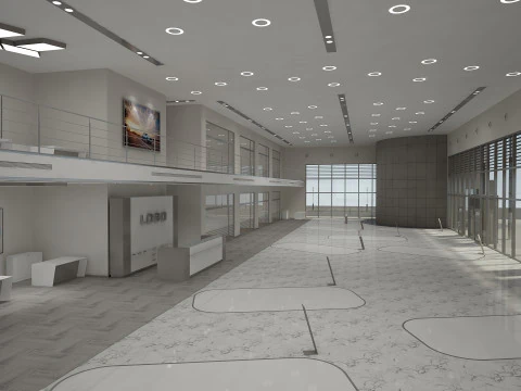 Car Showroom and Furniture 3D Model