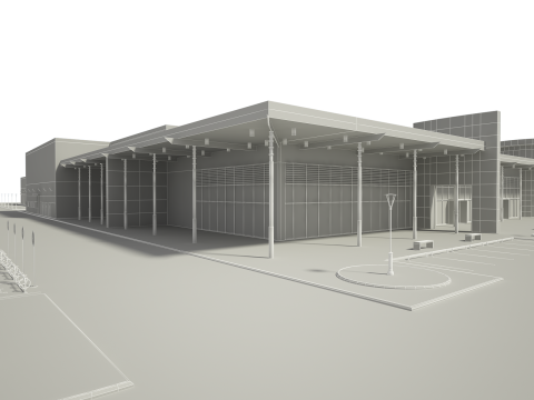 Автосалон і меблі 3D Модель