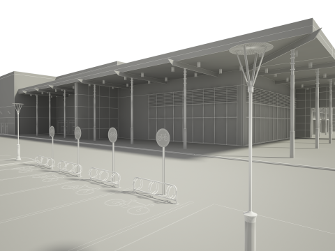 Автосалон і меблі 3D Модель