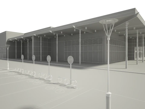 Car Showroom and Furniture 3D Model
