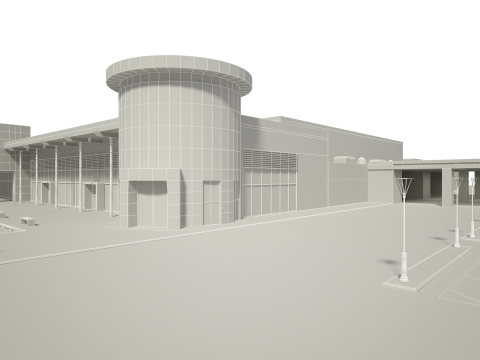 Автосалон і меблі 3D Модель