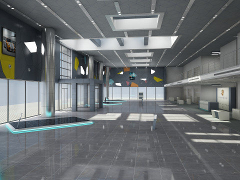 Salle d'exposition automobile et meubles Modèle 3D