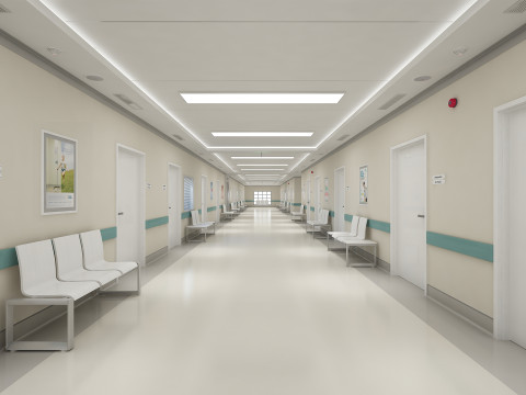 Hastane Koridoru ve Mobilyaları 3D Model