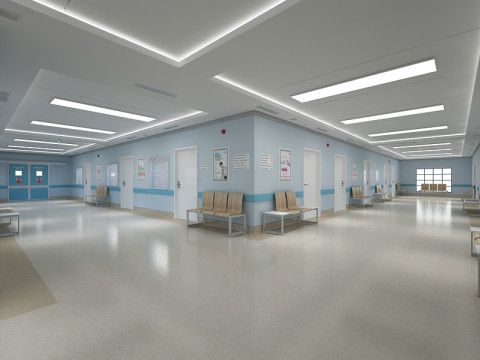 医院走廊及家具 3D 模型