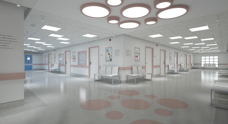 Couloir et mobilier de l'h&ocirc;pital Modèle 3D .c4d .max .obj .3ds .fbx .stl .blend 