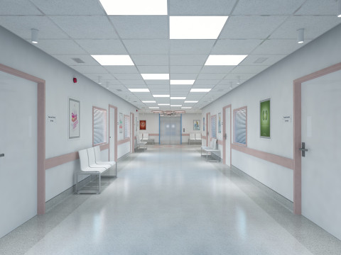 Couloir et mobilier de l'h&ocirc;pital Modèle 3D