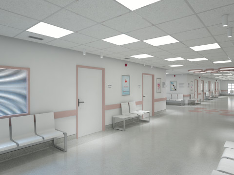 Couloir et mobilier de l'h&ocirc;pital Modèle 3D
