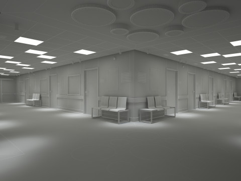 Couloir et mobilier de l'h&ocirc;pital Modèle 3D
