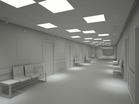 Couloir et mobilier de l'h&ocirc;pital Modèle 3D