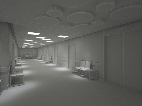 Couloir et mobilier de l'h&ocirc;pital Modèle 3D