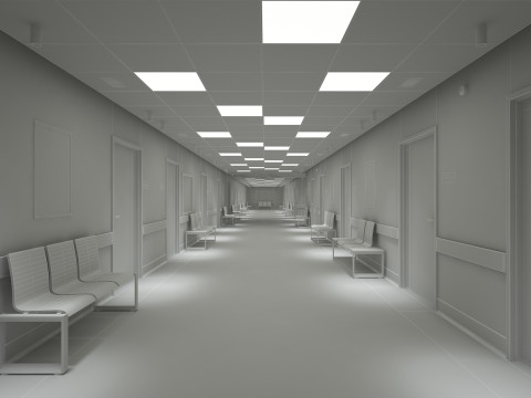 Couloir et mobilier de l'h&ocirc;pital Modèle 3D