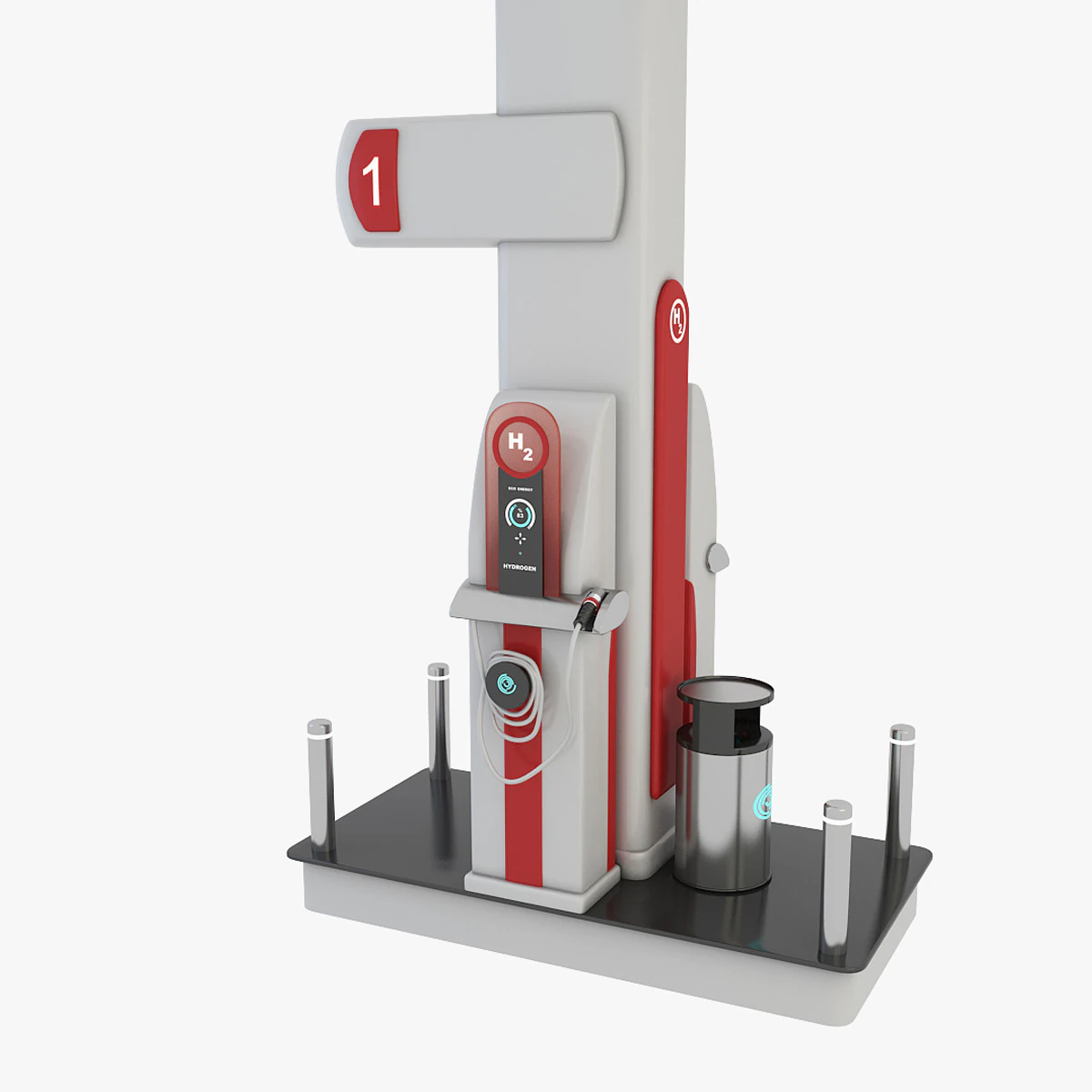 Hydrogen Gas Station 3D Model .c4d .max .obj .3ds .fbx .stl .blend 