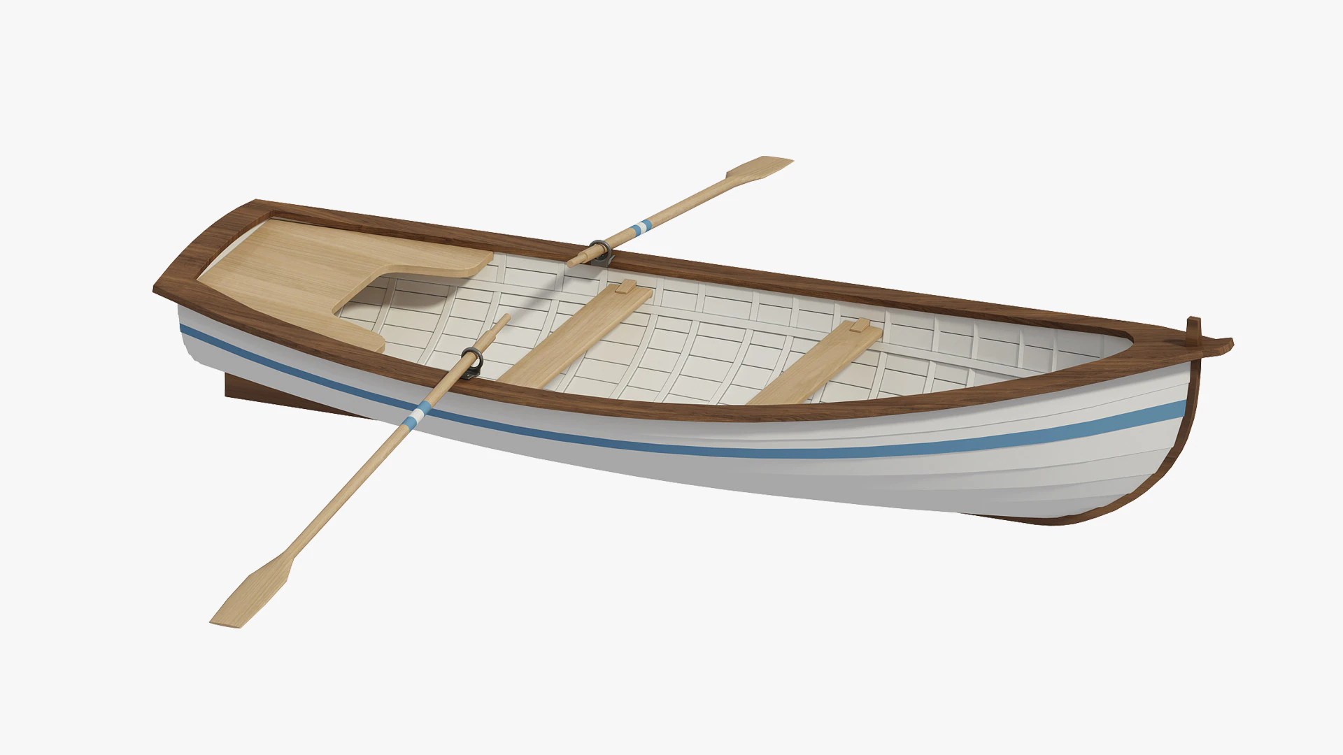 Dinghy Wooden Boat 3D Model .c4d .max .obj .3ds .fbx .stl .blend 