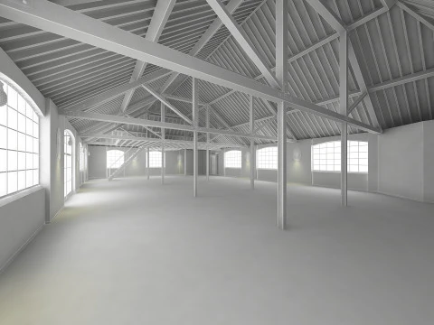 Loft interior branco Modelo 3D