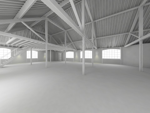 Loft Interior White 3D Model