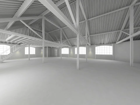 Loft interior branco Modelo 3D