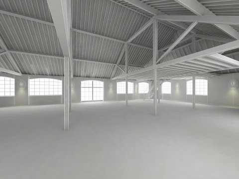 Loft interior branco Modelo 3D