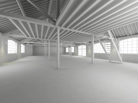 Loft Interior White 3D Model