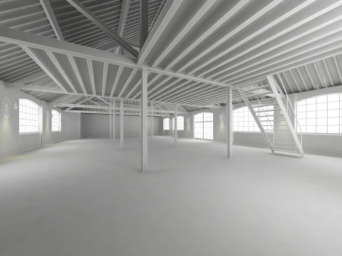 Loft interior branco Modelo 3D