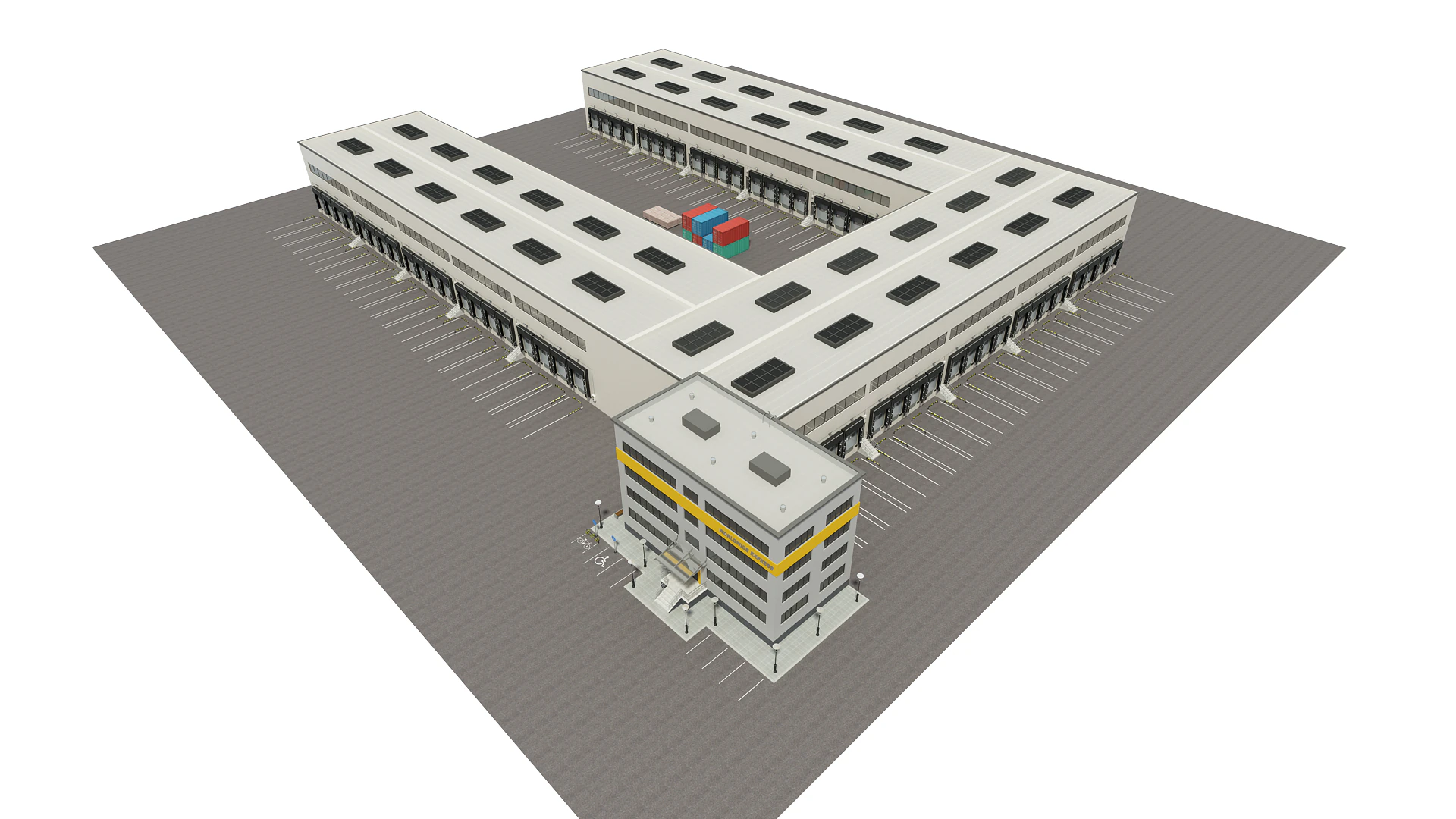 Cargo Logistics Building 3D Model .c4d .max .obj .3ds .fbx .stl .blend 
