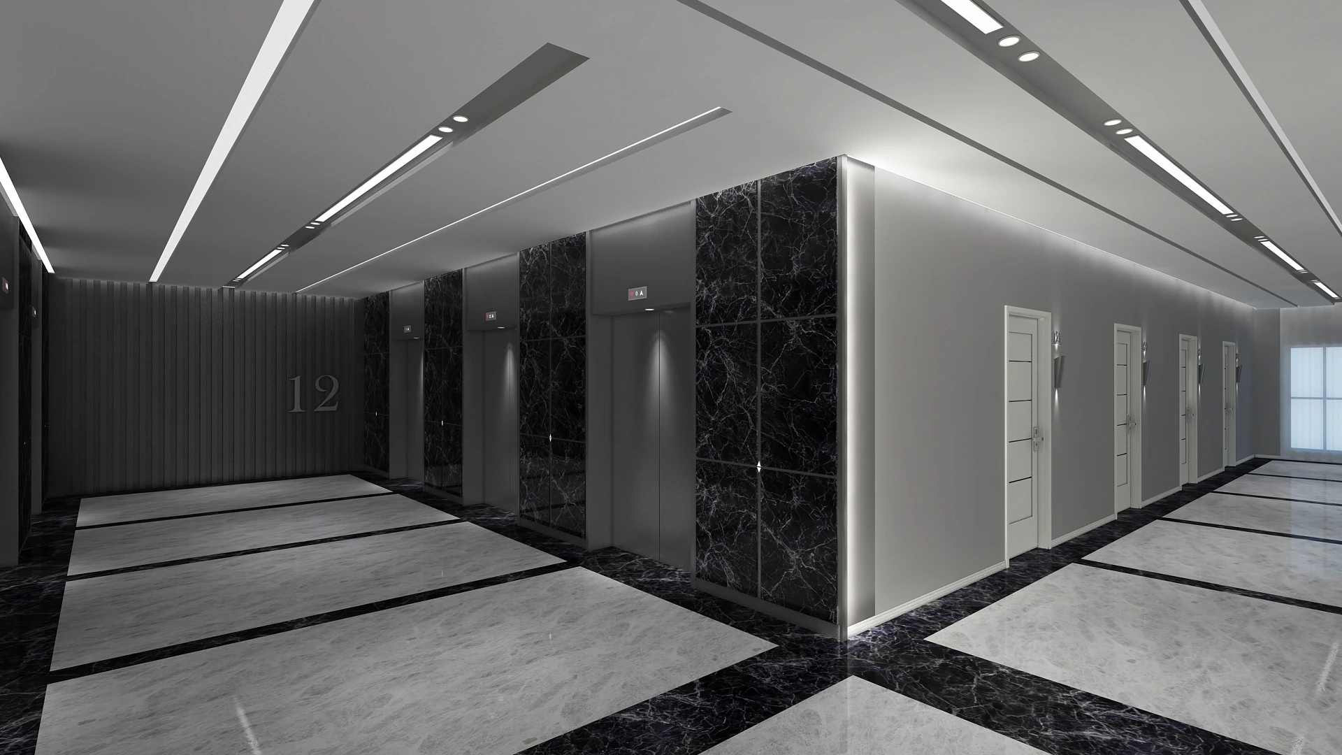 Hotel Corridor 3D Model .c4d .max .obj .3ds .fbx .stl .blend 