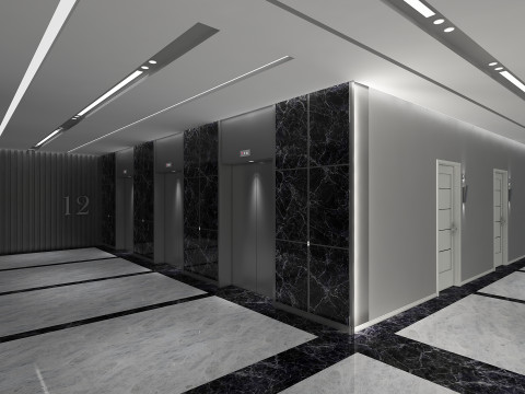 Hotel Corridor 3D Model