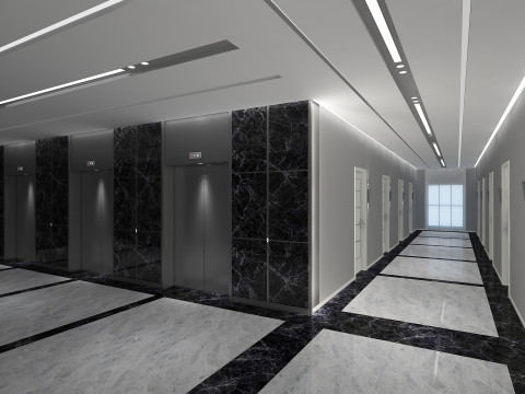 Hotel Corridor 3D Model