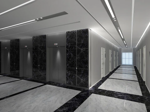 Hotel Corridor 3D Model