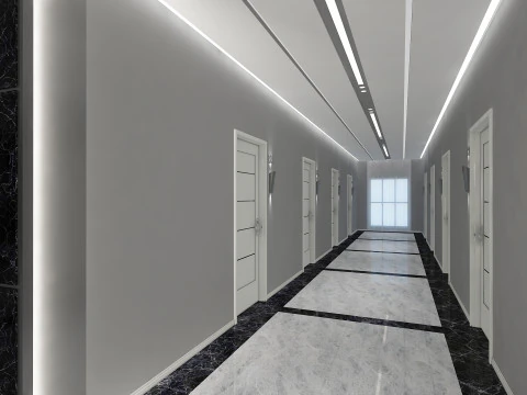 Hotel Corridor 3D Model