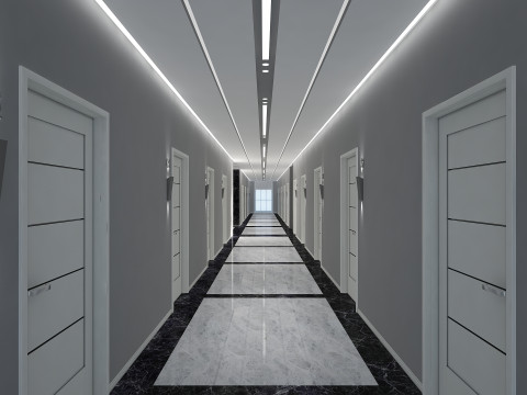 Hotel Corridor 3D Model
