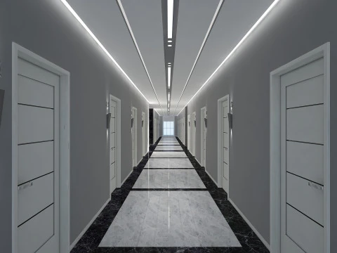 Hotel Corridor 3D Model