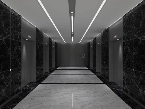 Hotel Corridor 3D Model