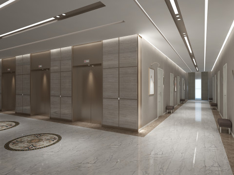 Hotelaufzugskorridor 3D Modell