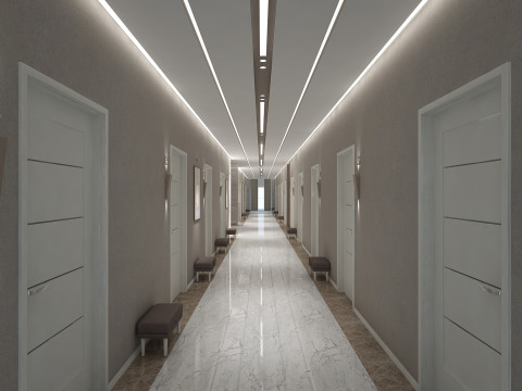 Hotelaufzugskorridor 3D Modell