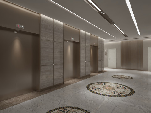 Hotelaufzugskorridor 3D Modell