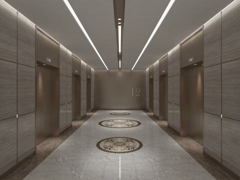 Hotelaufzugskorridor 3D Modell