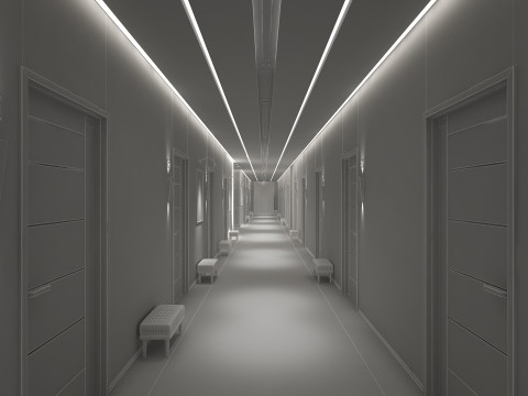 Hotelaufzugskorridor 3D Modell