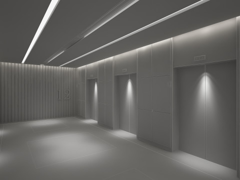 Hotelaufzugskorridor 3D Modell
