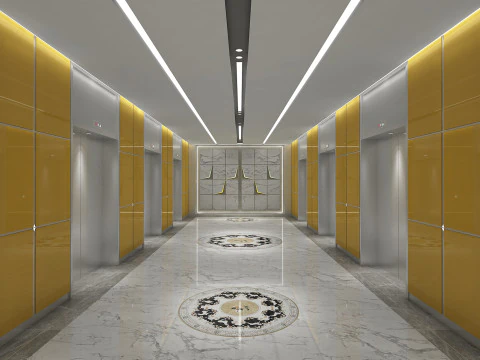 Hotel Elevator Corridor 3D Model