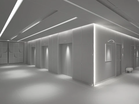Hotel Elevator Corridor 3D Model