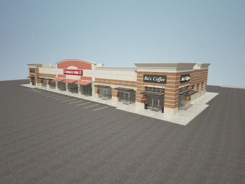 Retail Store Building 3D Model
